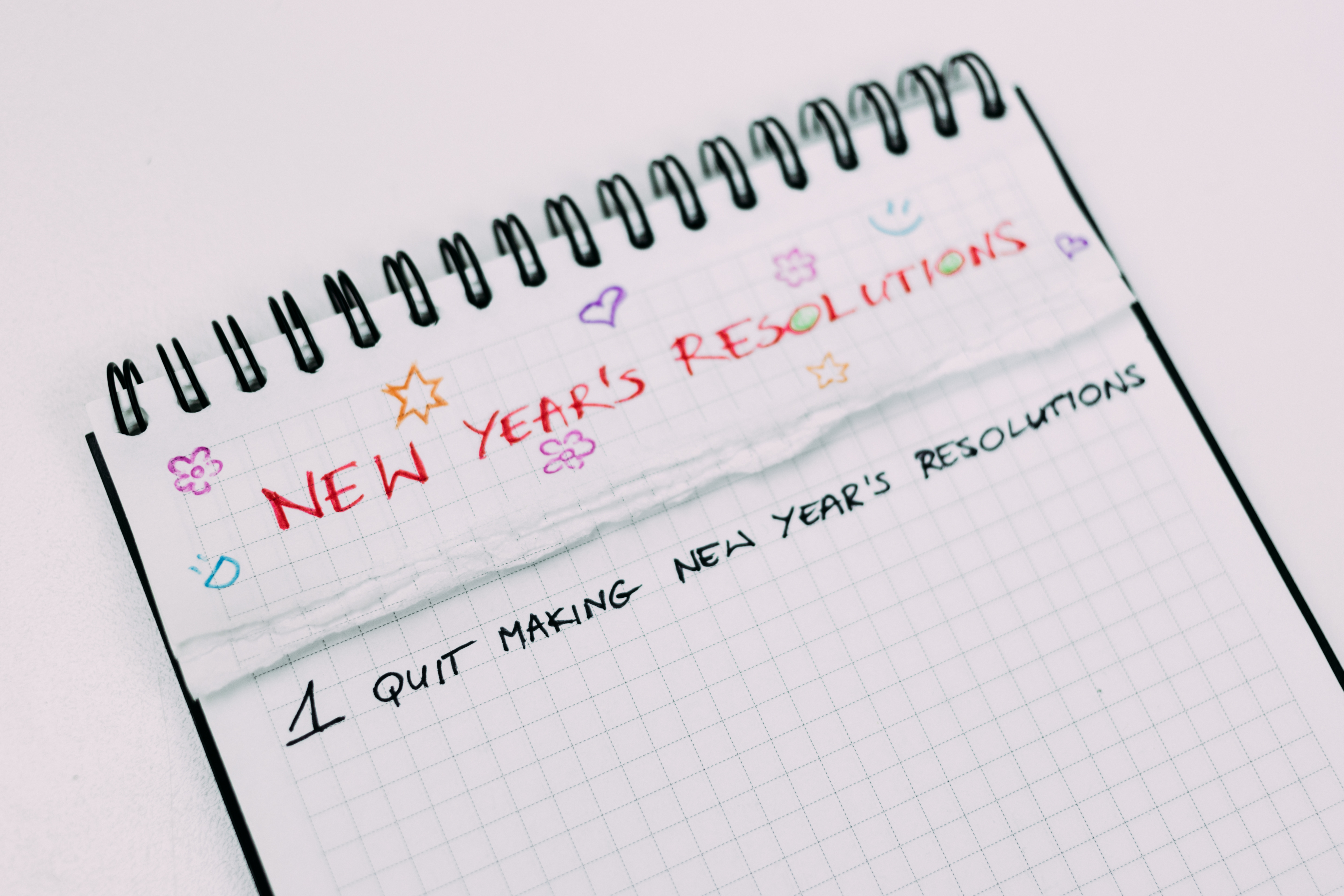 notebook with New Year's Resolutions